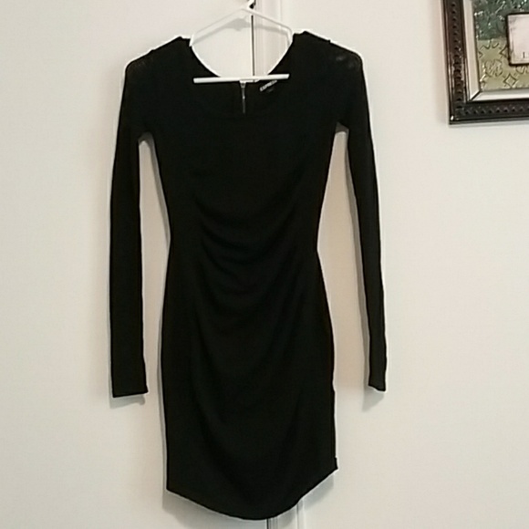 Express mesh sleeve black mini dress - Picture 1 of 3